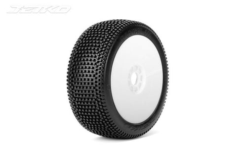 Jetko Block In Super Soft 1:8 Buggy Pre-glued White Revo Rims (2) JK1002SSRW