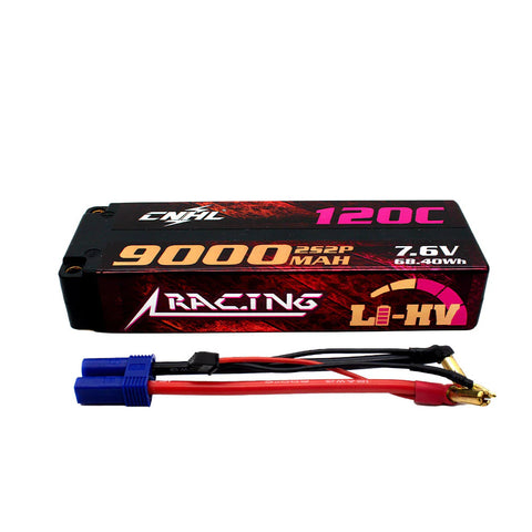 CNHL Racing Series LiHV 9000mAh 7.6V 2S 120C HV Hard Case Lipo Battery with EC5 Plug For RC Racing HC9001202HV